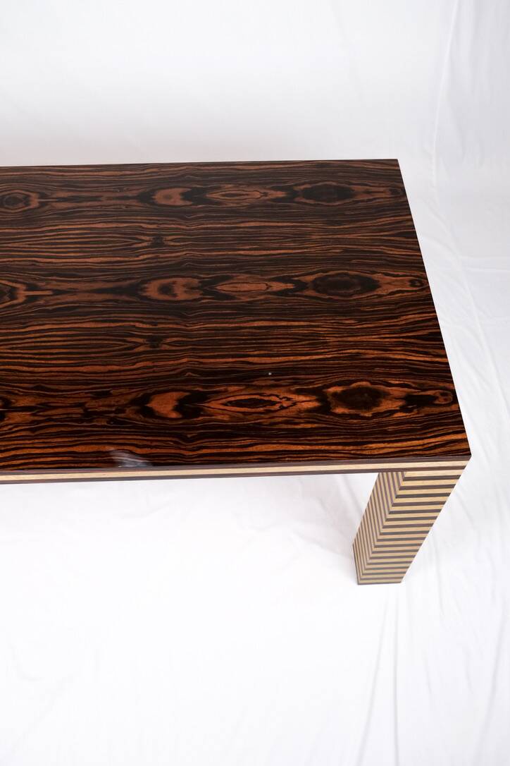 Memphis style dining table, wood, Italy