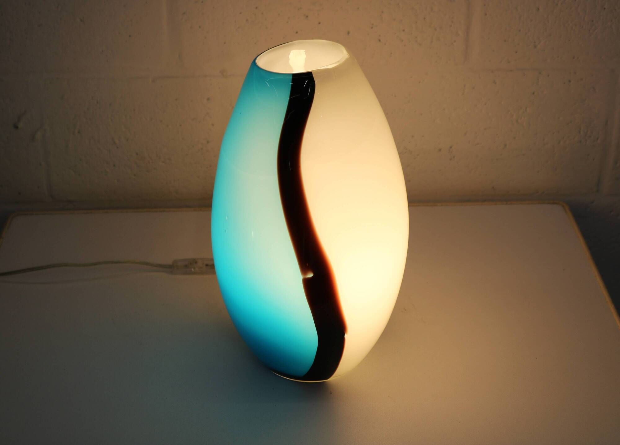 Eglo handblowed glass table lamp - Empori 87756 - Opaline and blue glass