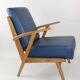 Fauteuil en cuir bleu des années 1970