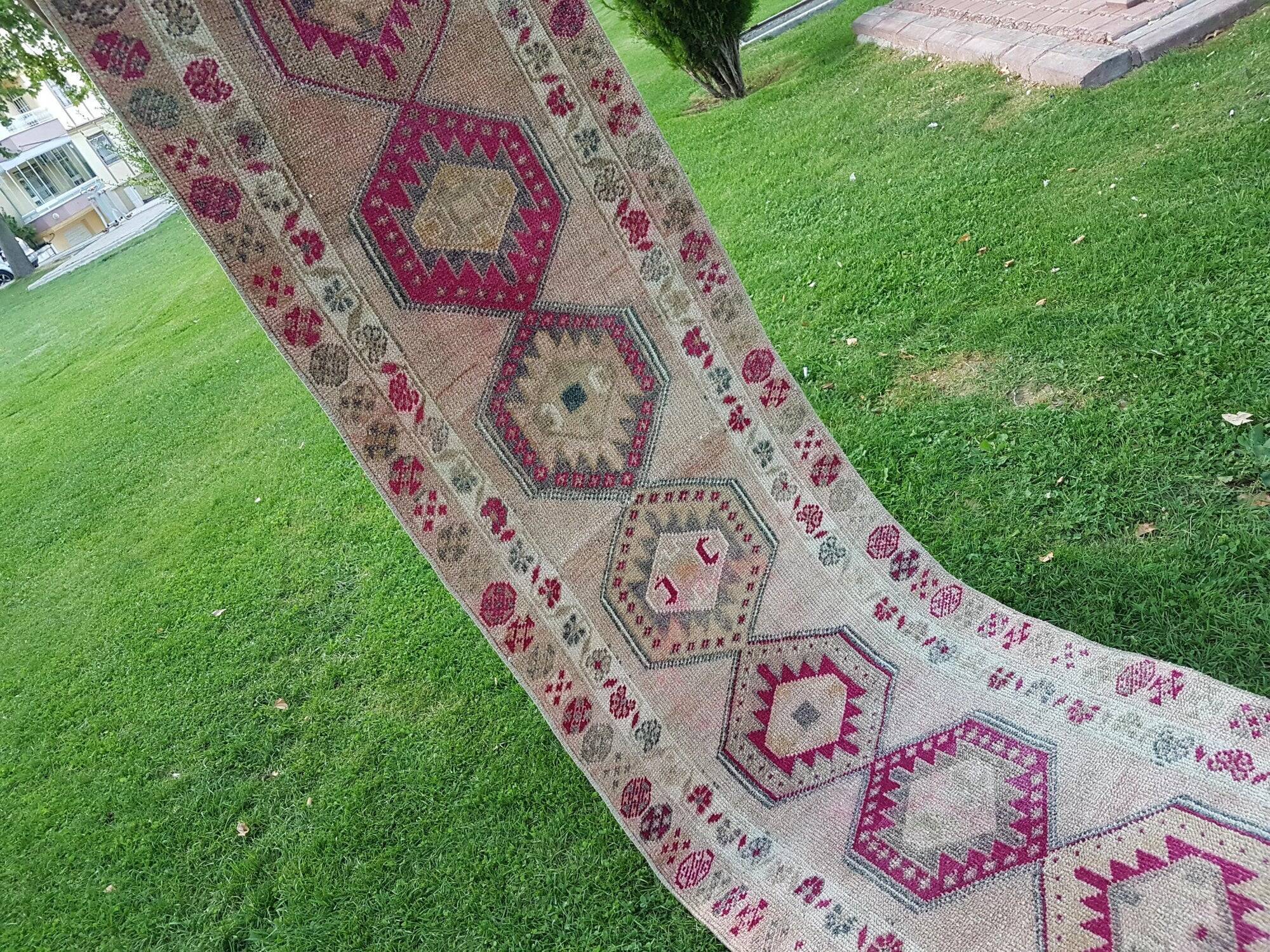 Vintage Turkish hallway rug 86x405 cm