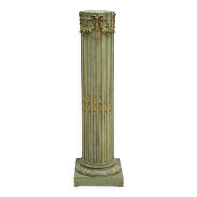 Colonne piédestal style Louis XVI vert olive