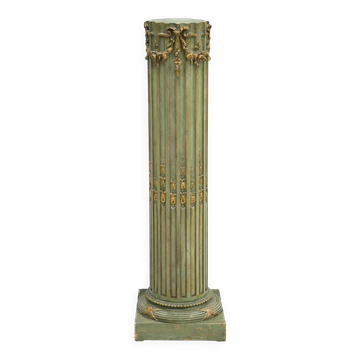 Olive green Louis XVI style pedestal column