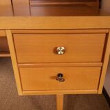 Oak-plated desk and formica 60s/70s