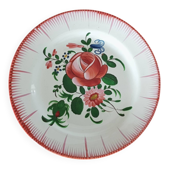 Set of 2 old eastern earthenware plates, floral motif