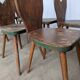 8 chaises brutalistes vintage en bois