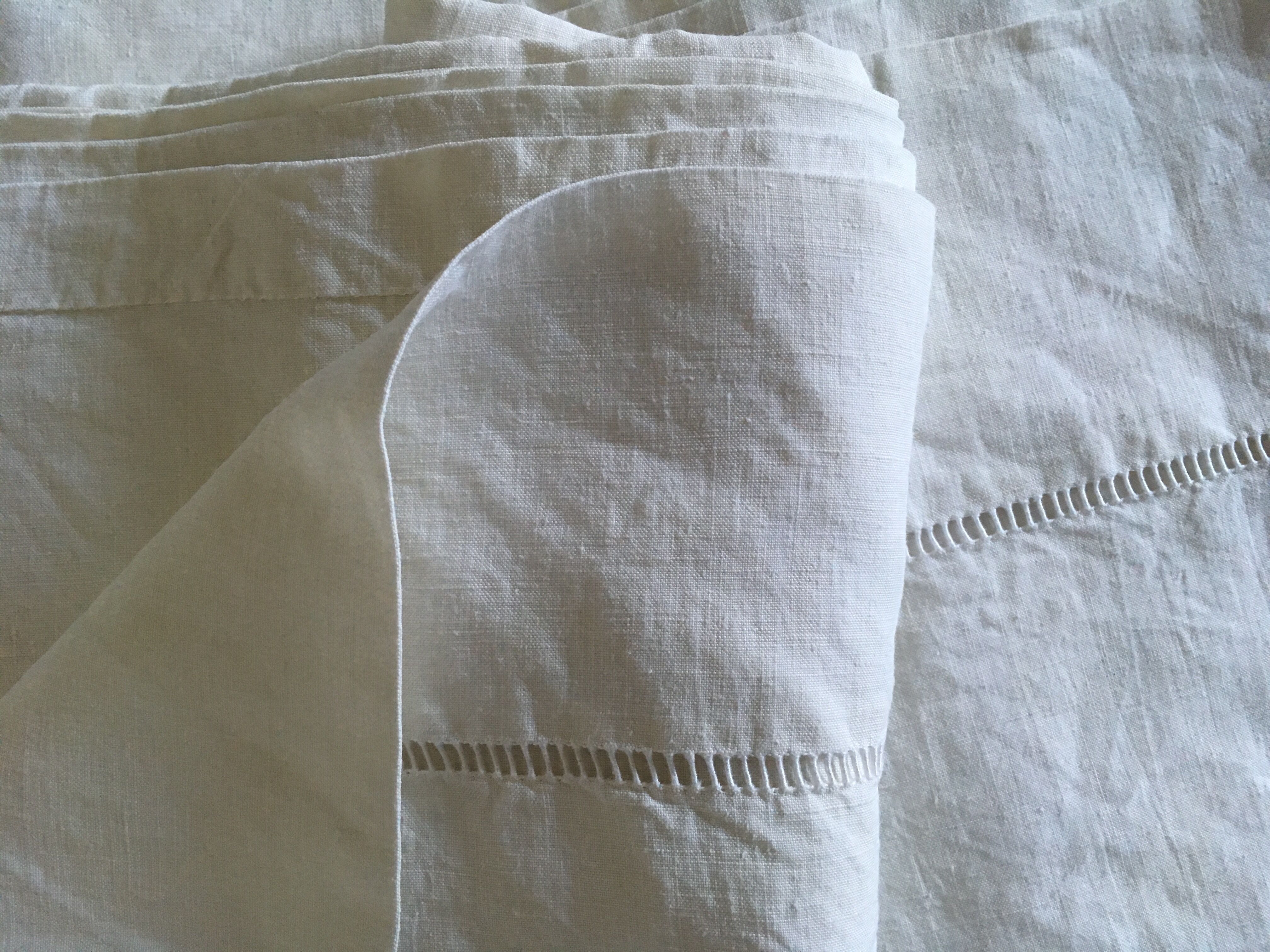 Linen old days embroidered linen sheet