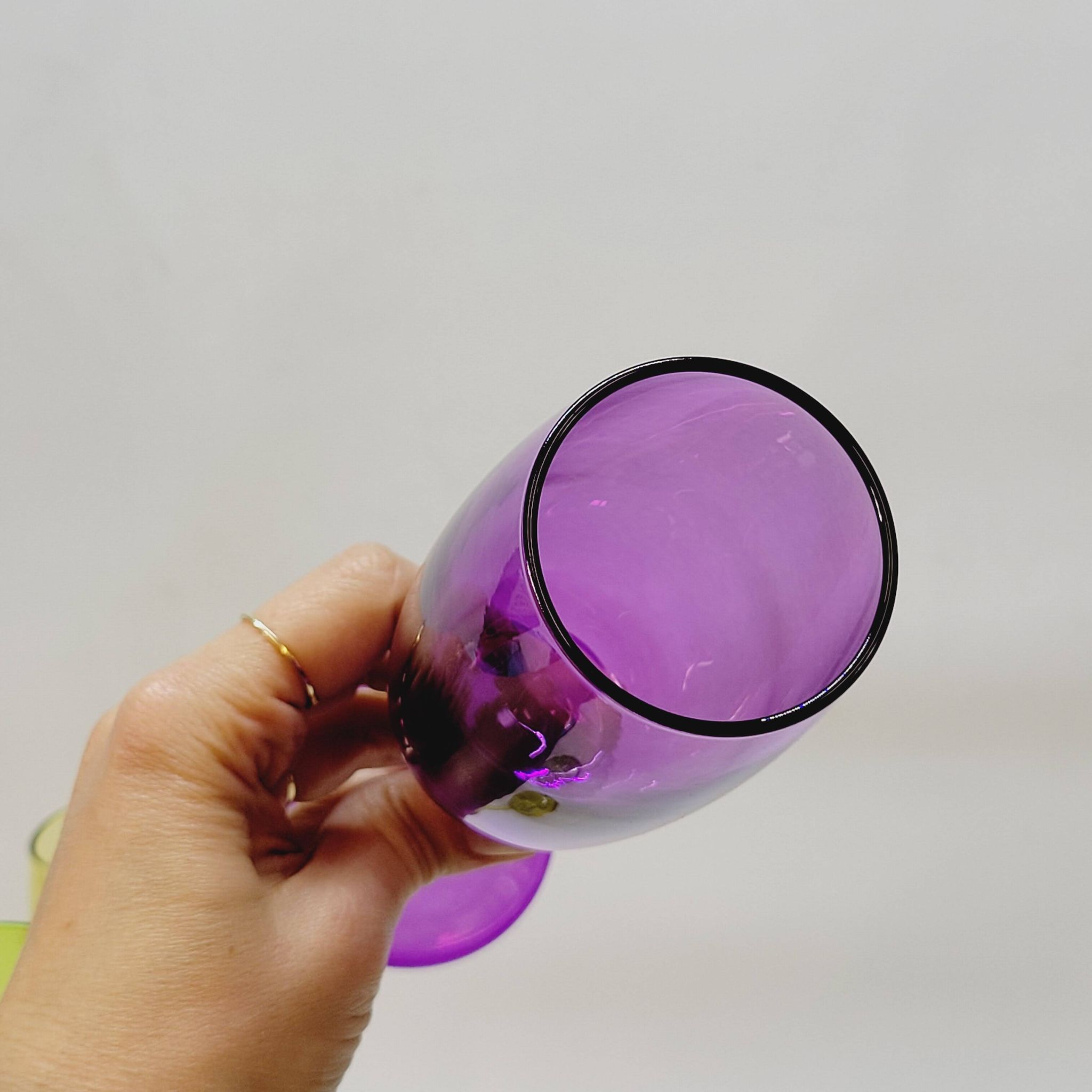 6 multicolored glass champagne flutes red orange yellow green blue purple