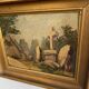Oil on cardboard 19th century “the cross” wood and plaster frame