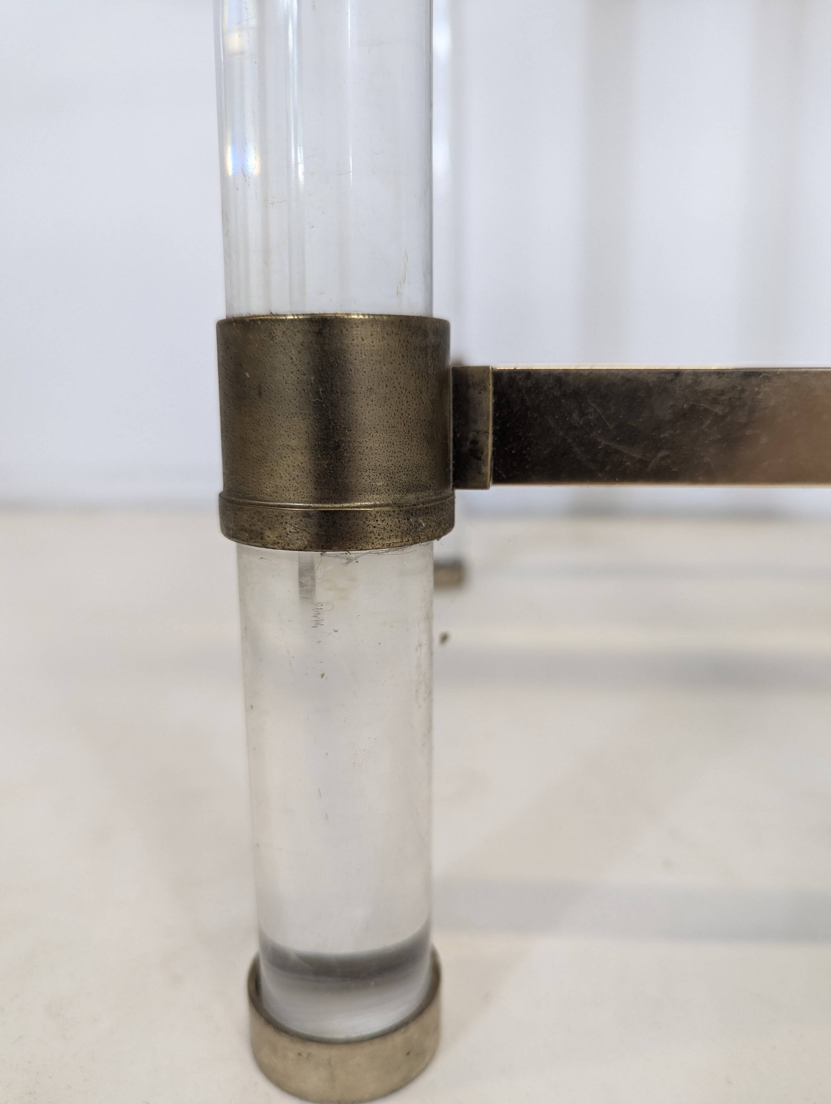 Italian style metal and plexiglass side table circa 1980