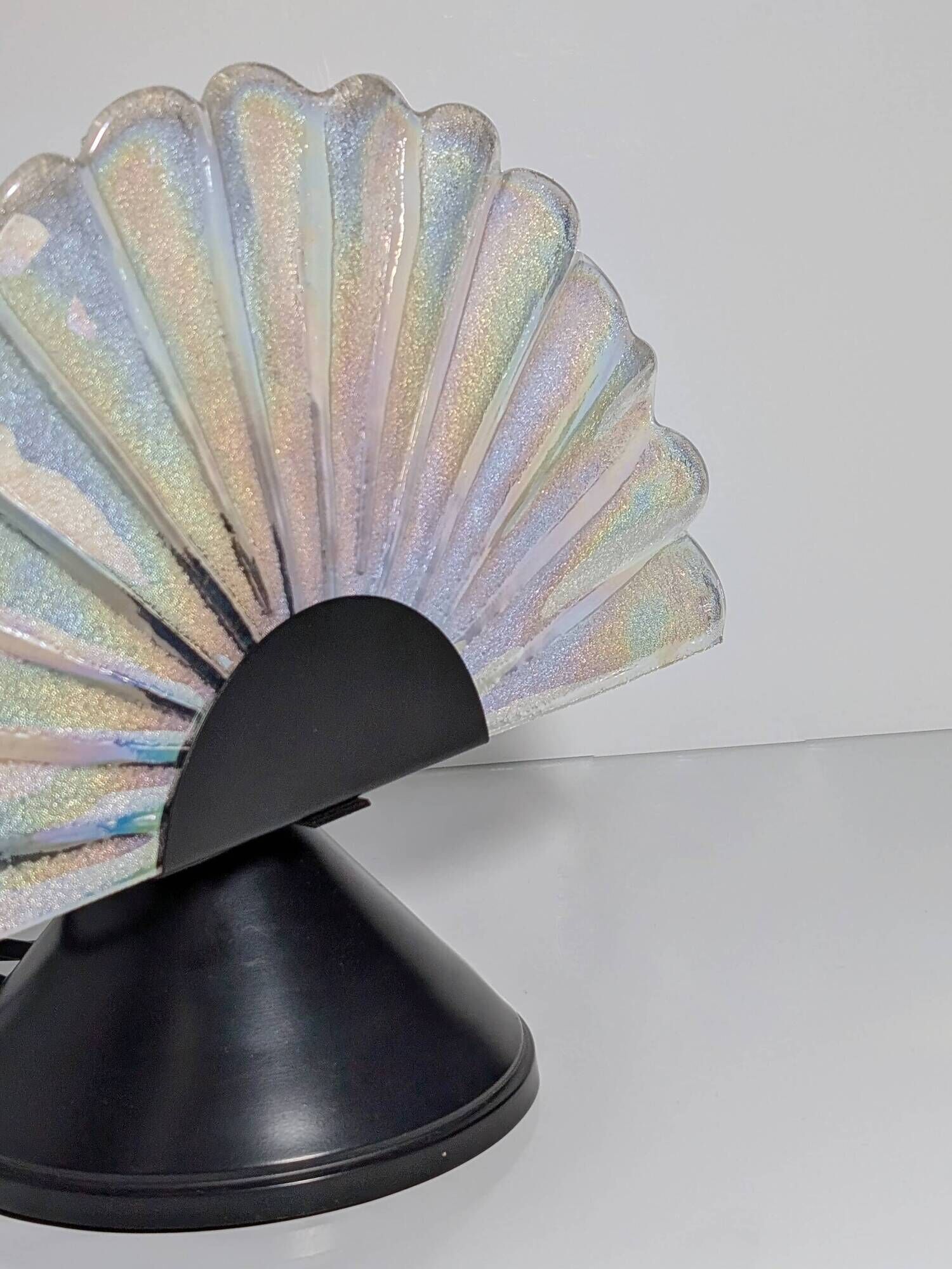 Vintage Murano table lamp 80s art deco iridescent fan