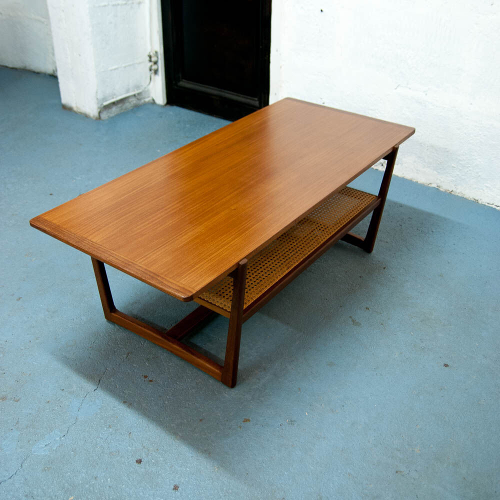 Coffee table teck & caning