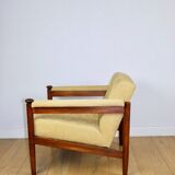 Classic PRL vintage loft armchair 70s yellow cream gold