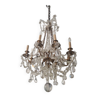 Old large chandelier with baccarat crystal tassels