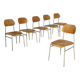 Set of 6 metal and wood school chairs  
Former Czechoslovakia 1960