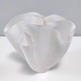 White Glass Vase "Fazzoletto" by Giorgio Berlini, Italy