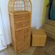 Vintage Library - 2 drawers - Woven rattan cupboard - 1980s - natural