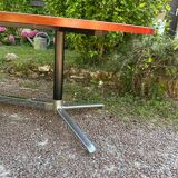 Vintage oval wooden and metal dining table from the 60s and 70s