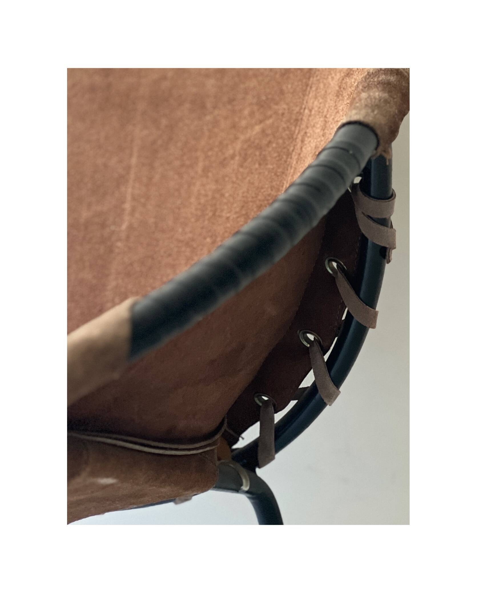 Fauteuil design en daim marron circle ballon de Lusch & Co, 1970