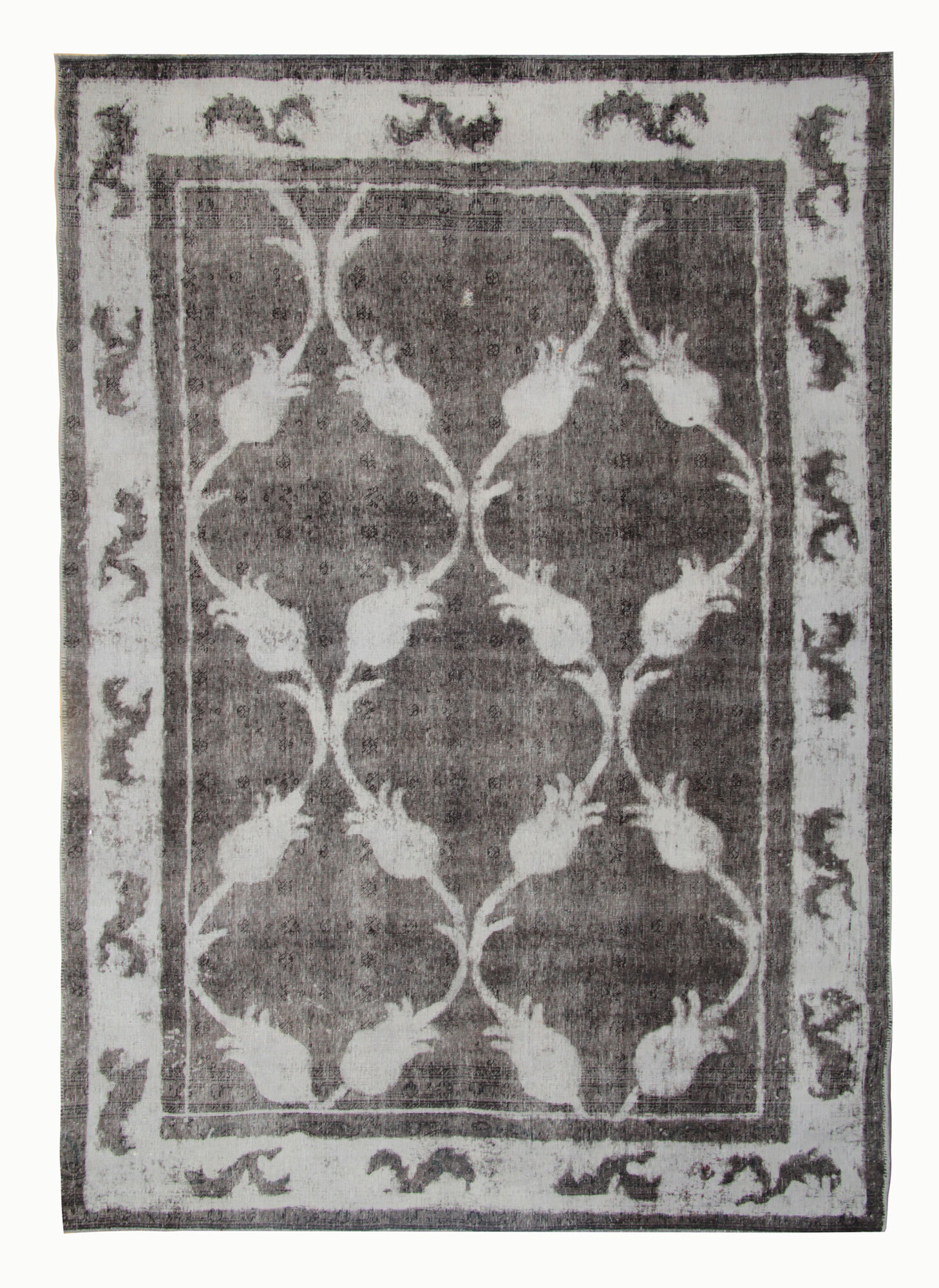 Grey overdyed persian rug traditional handmade persian carpet- 198x285cm