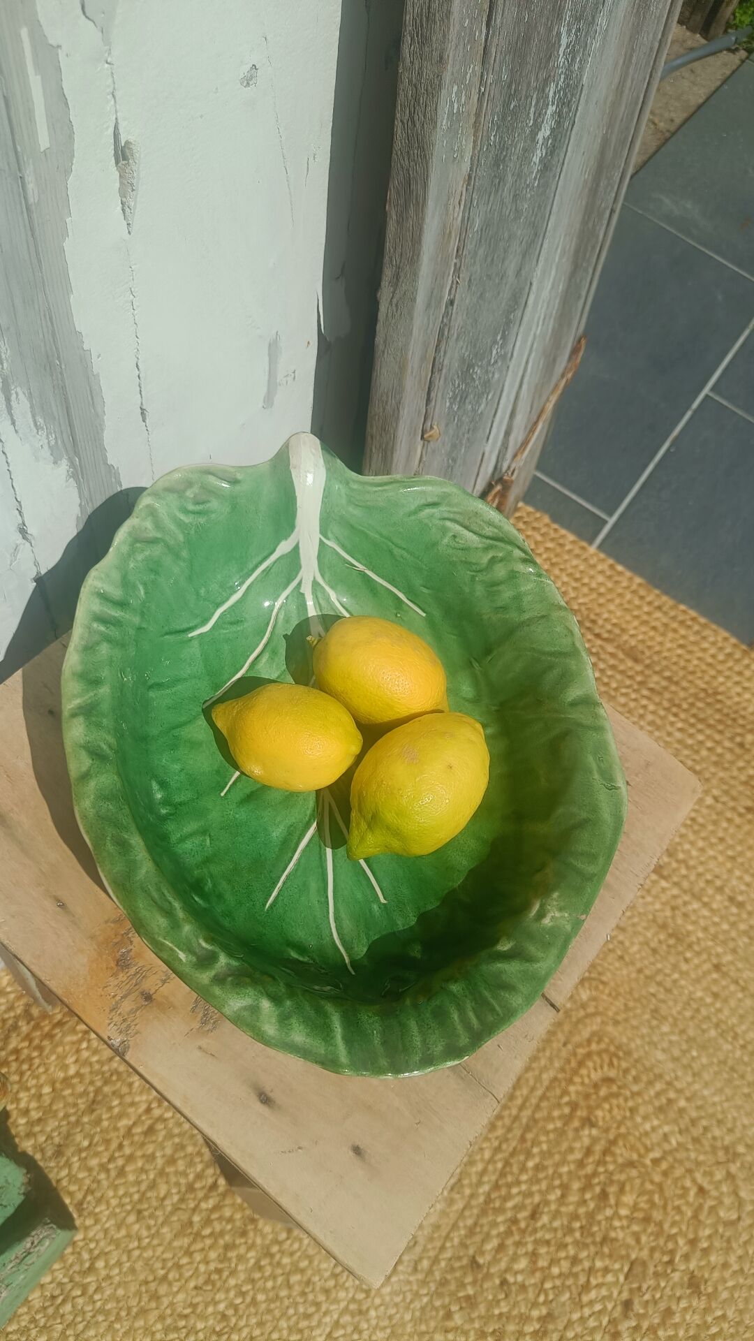 Vintage cabbage decorated earthenware salad bowl
