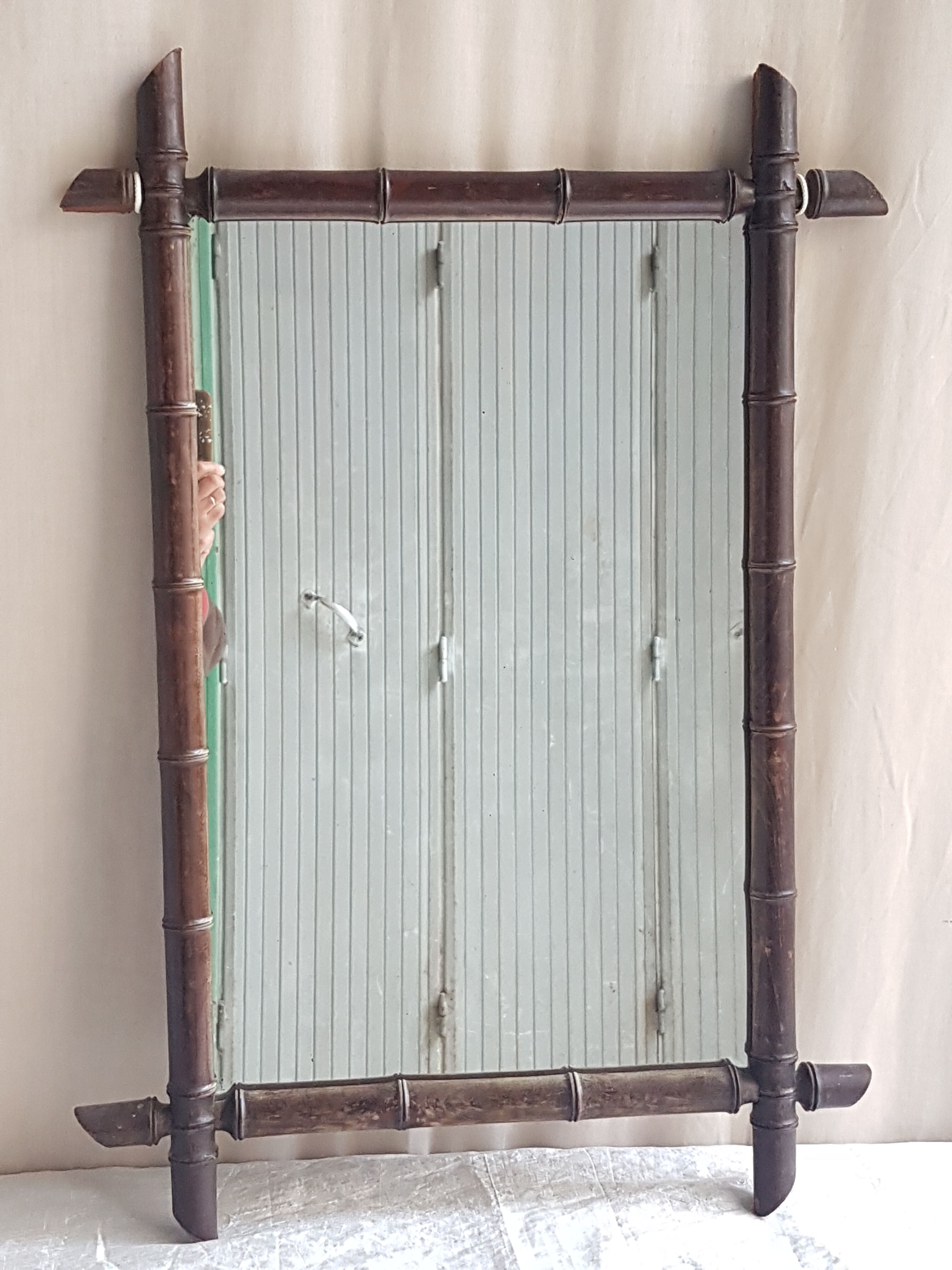 Ancient rattan mirror "78 x 54.5 cms"