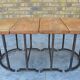 Unusual modular coffee table in oak and wrought iron.