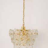 Chandelier in gilded brass and crystal glass, Germany, 1970s