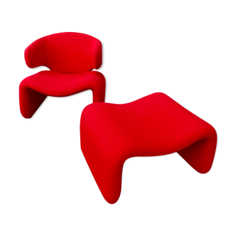 Armchair and footrest Djinn by Olivier Mourgue, Airborne edition, 1965