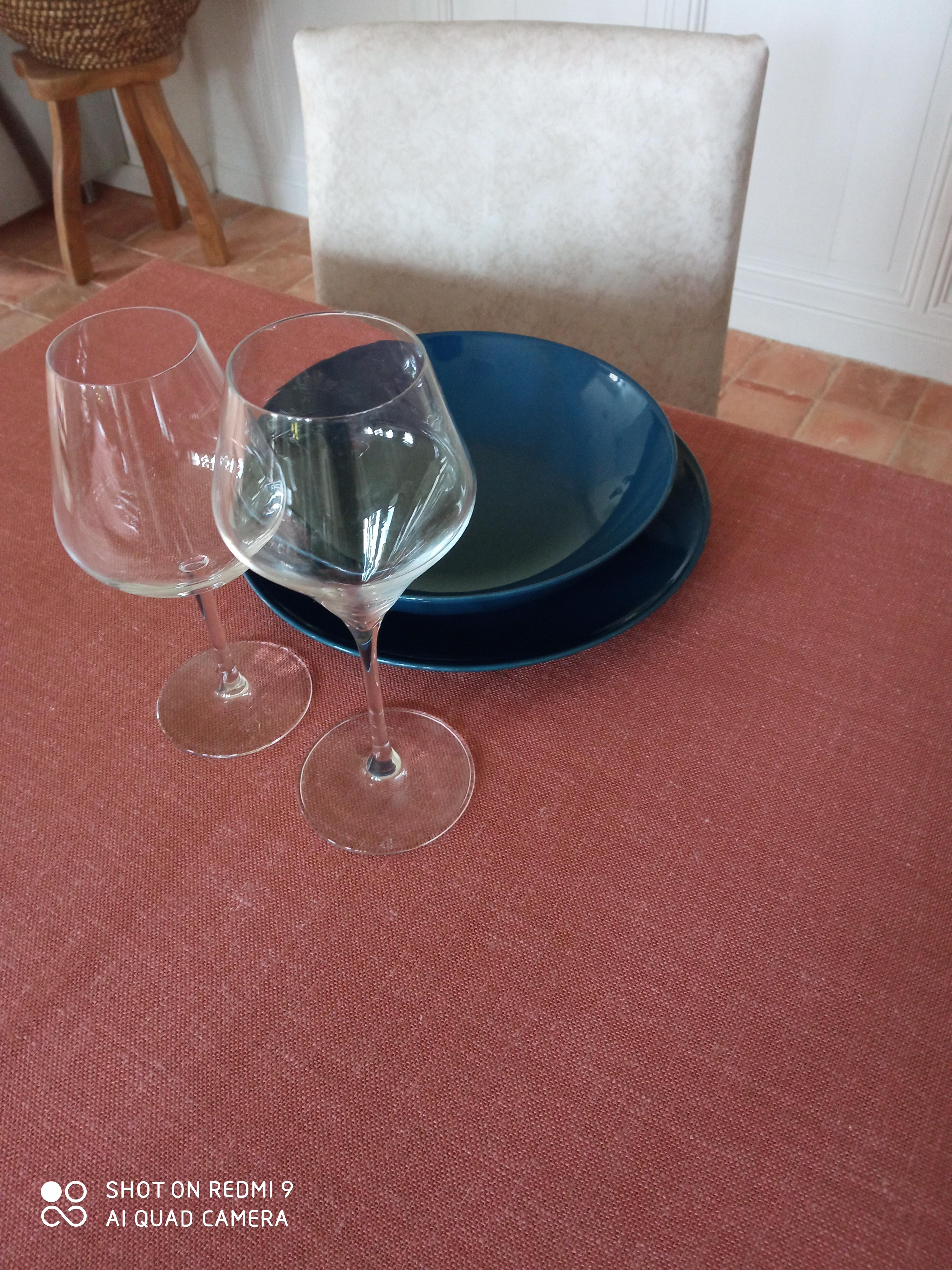 Old pink vintage tablecloth