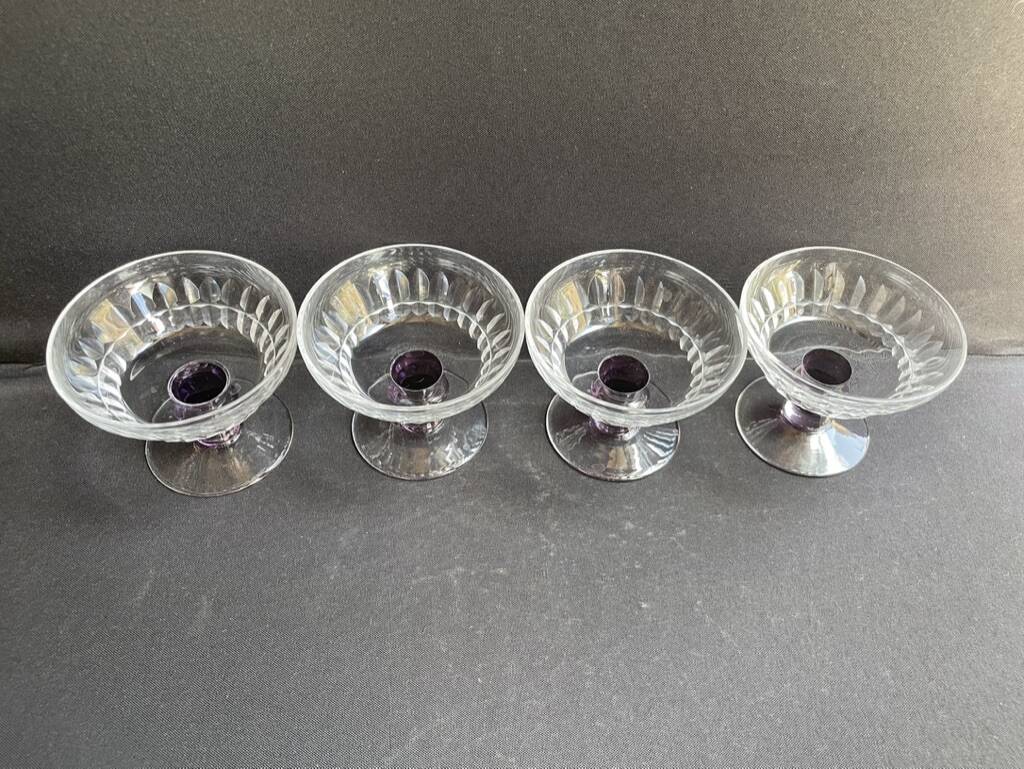 4 Coupes en cristal taillé coloré – Val Saint Lambert