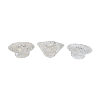 Ensemble de 3 bougeoirs photophores en cristal