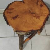 Vintage brutalist wooden stool
