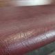 Art Deco brasserie bench in oak and bordeaux leatherette seat 220 cm