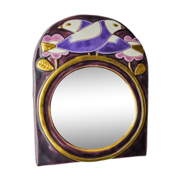 Miroir Paradisiers par Mithé Espelt, céramique, France, 1970