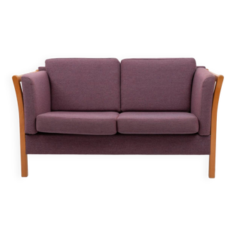 Vintage Danish design two seat sofa in aubergine wool