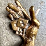 Gilded bronze sculpture by Yves Lohé - dice