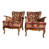 Set of 2 vintage baroque club chairs/armchairs