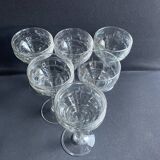 6 anciens verres de bistrot soufflés et taillés