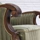 1950s, Danish relax armchair, green furniture velour, carved oak wood.