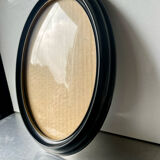 Oval bakelite black vintage frame with convex glass