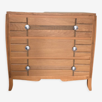 Art deco chest of drawers in light oak