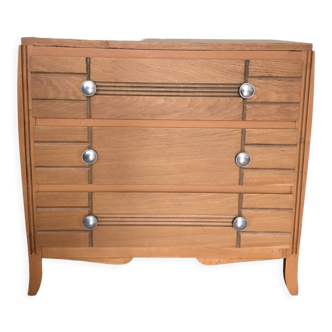 Art deco chest of drawers in light oak