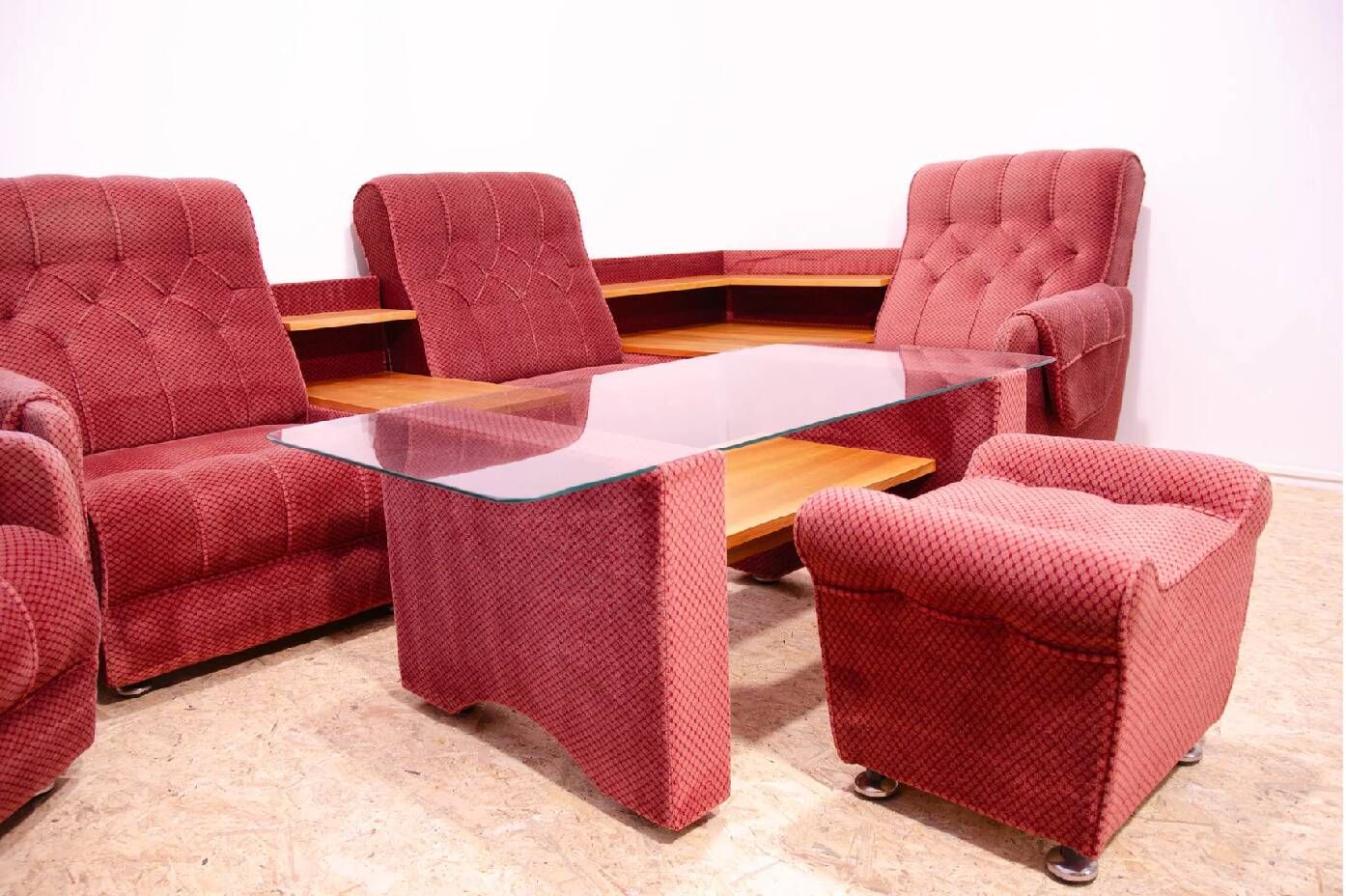 Living room set vintage Eastern Bloc seating set 1980s Czechoslovakia
