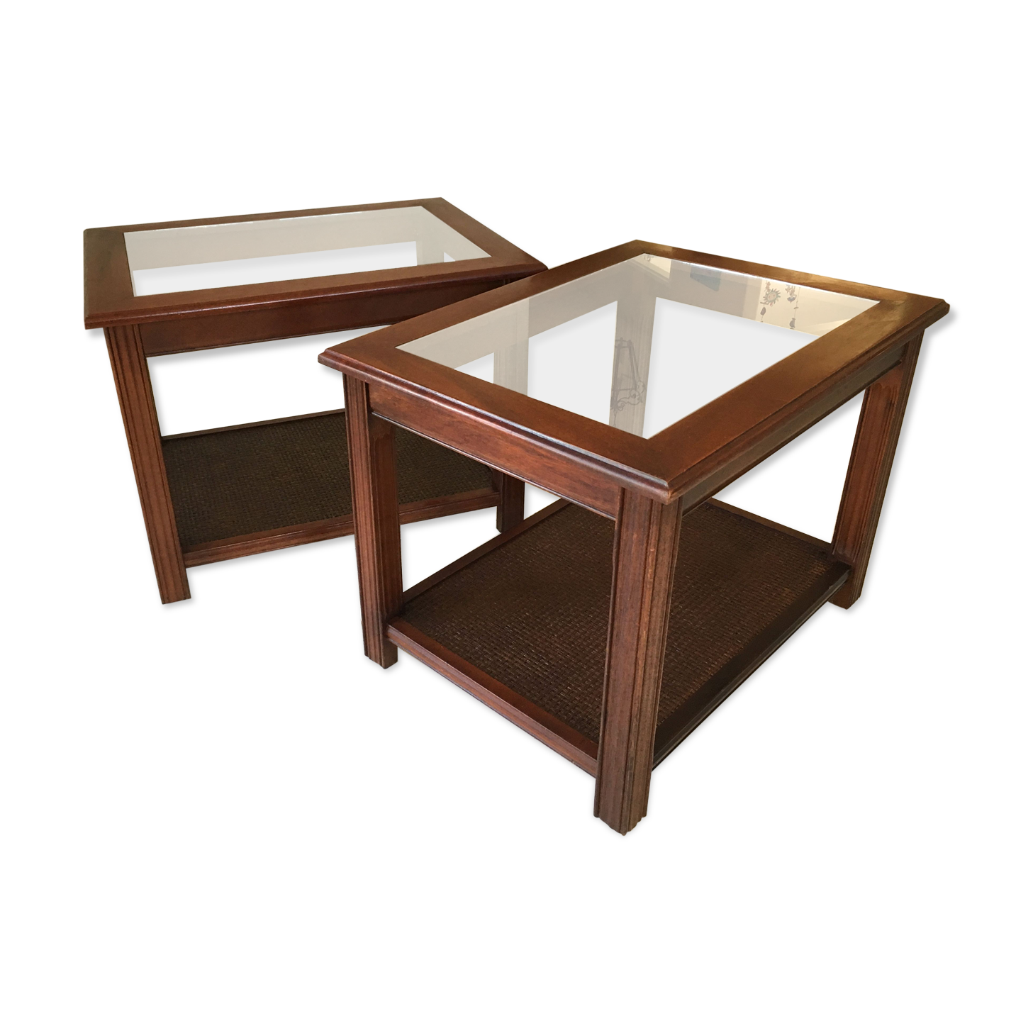 Pieces of sofa wood cannage and glass