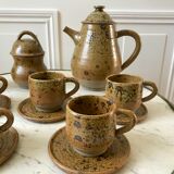 coffee service 6 cups and saucers, teapot and sugar bowl in ceramic / pottery / stoneware years 50-6