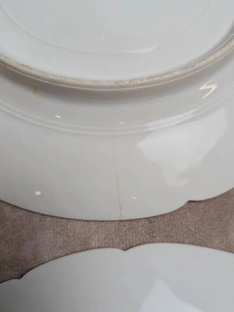 Set of 6 vintage French porcelain plates – pink floral design