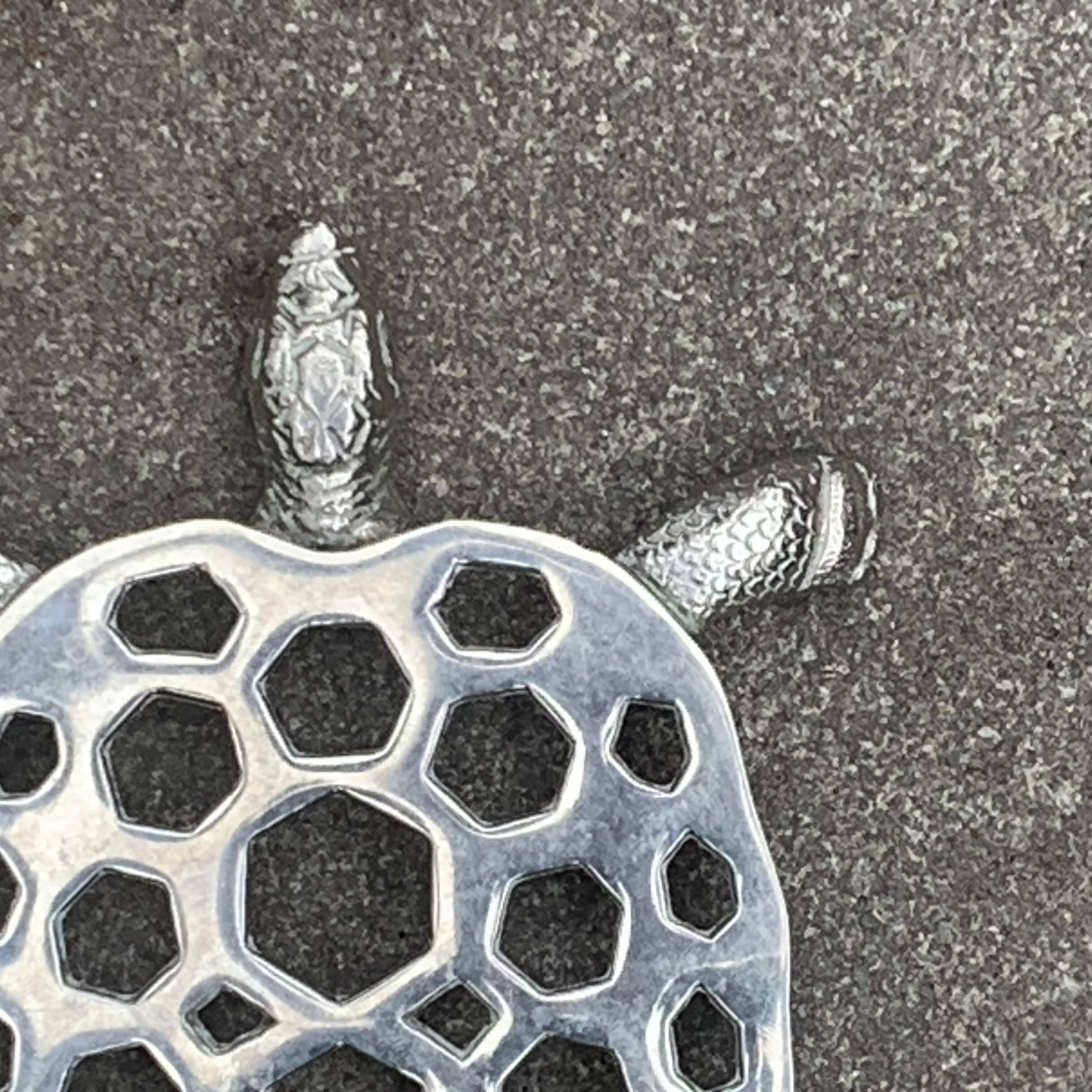Vintage silver metal turtle trivet