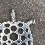 Vintage silver metal turtle trivet