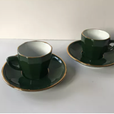 Pair of green apilco coffee cups