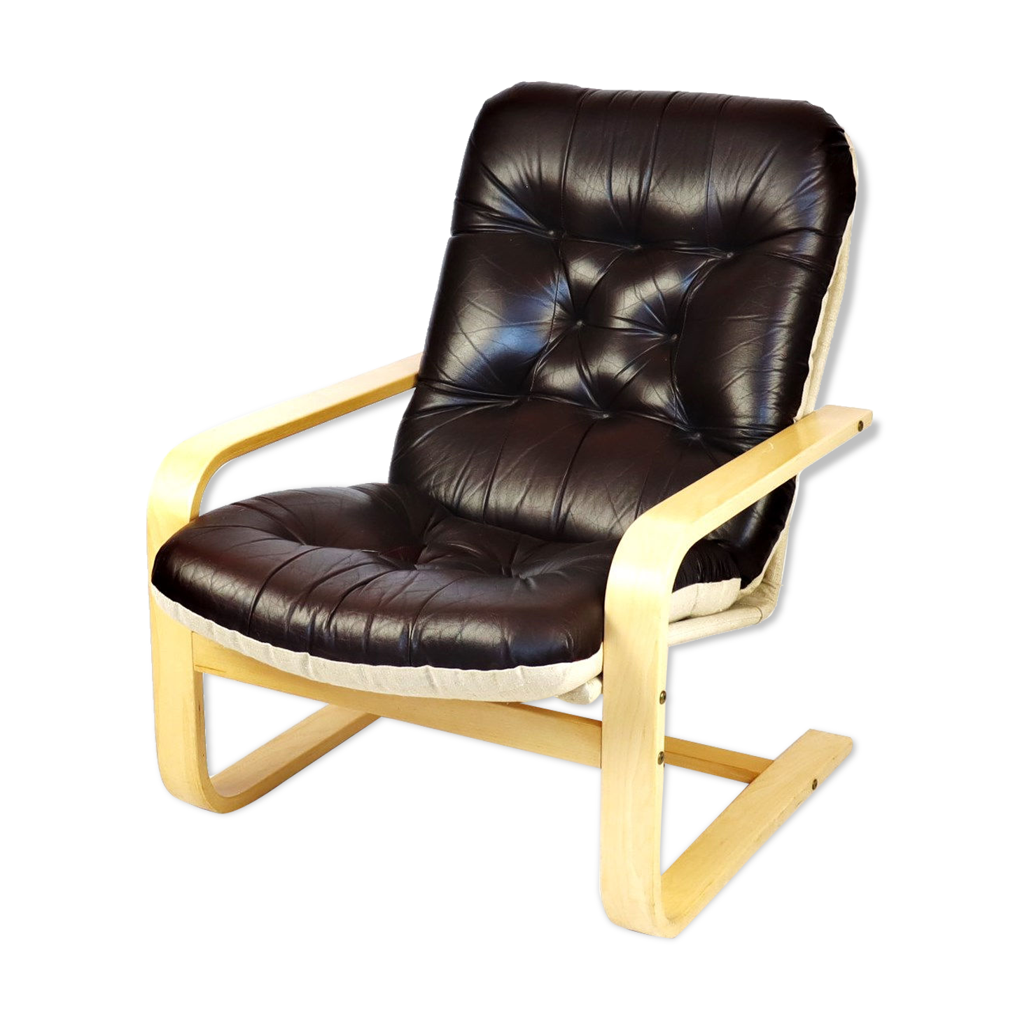 Scandinavian upholstered leather armchair